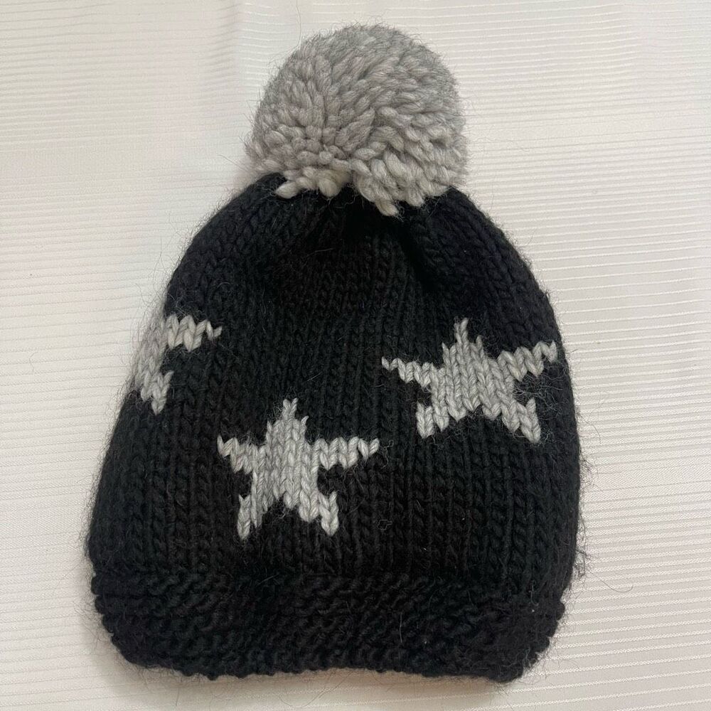 NARDI & TAGLIAFERRI Italy Wool Alpaca Black Grey Star Beanie Hat